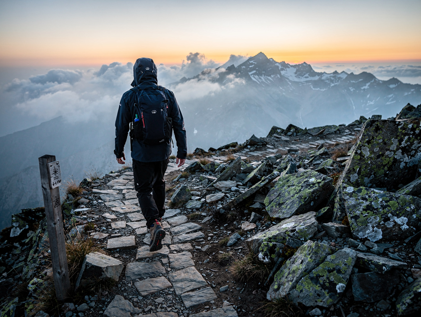 Smartphone affichant une trace GPX sur un promontoire rocheux en montagne